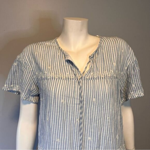 Zara trf Collection Blue White Stripes Casual Cotton Dress Size S - M - Picture 6 of 7